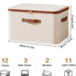 Tuza 3 Pcs Rigid Storage Bins with Zipper Lid, Cotton Linen Fabric Storage Boxes, Foldable Shelves Clothes Storage Cubes with Handles for Wardrobe, Closet(Beige, 25L)