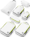 Large Compression Packing Cubes for Travel-Packing Cube Luggage Organizers 7 Piece Set for Checked Luggage-Ultralight, Expandable/Compression Bags by TRIPPED Travel Gear (White/Green) - Roamly