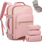 LOVEVOOK Travel Backpack for Women & Men 40L,Airline Approved Carry On Backpack Travel Essentials,TSA Carry on Luggage,Waterproof Personal Item Travel Bag,Suitcase with 3 Packing Cubes,Pink-Brown