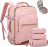 LOVEVOOK Travel Backpack for Women & Men 40L,Airline Approved Carry On Backpack Travel Essentials,TSA Carry on Luggage,Waterproof Personal Item Travel Bag,Suitcase with 3 Packing Cubes,Pink-Brown