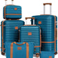 Joyway Luggage Set 3 Piece Suitcase Sets with Spinner Wheel,Hardside Expandable Travel Laggage with TSA Lock (13/20/24/28 Blue brown