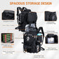 Goture Fishing Backpack, 58L 900D Water-Resistant Insulated Tackle Backpack with Cooler, Rod Holders, 8 Lure Pockets, Detachable Crossbody Bag, Gear Storage Large Fishing Bag for Camping Hiking