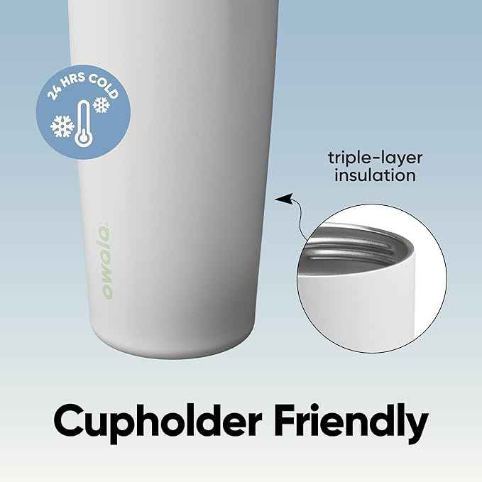 Owala FreeSip Sway Insulated Stainless Steel Water Bottle with Two-Way Spout, Built-In Straw and Bucket Handle, Made for Travel, School, and Sports, 30oz, BPA Free, Leak Proof, Iced Breeze
