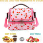 FlowFly Kids Double Decker Cooler Insulated Lunch Bag Large Tote for Boys, Girls, Men, Women, With Adjustable Strap, Cherry