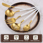 Matte White Gold Serving Silverware Set, 5-Piece Round Shared Utensils Set of Stainless Steel, Hostess Flatware Serving Set, Satin Finish, Dishwasher Safe