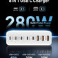 280W USB C Charger Block, 8-Port USB C Charging Station GaN III PD 65W Laptop Charger Adapter Compatible with MacBookPro/Air,DELL,iPad,Portable Charging Station for iPhone,Samsung Galaxy (White)