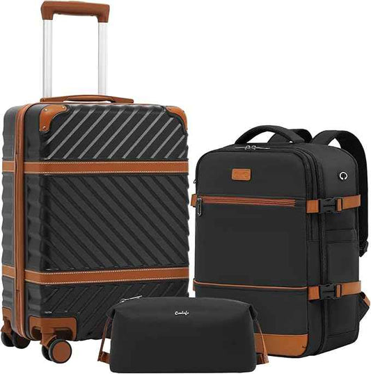 Coolife Luggage Set Suitcase Carry On Luggage PC Hardshell Luggage TSA Lock Spinner Wheels Telescopic Handle