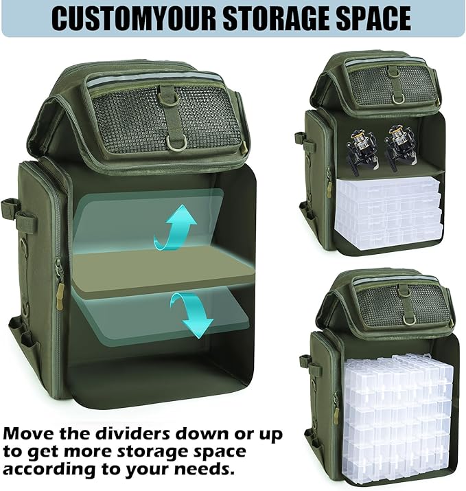HAMBOLY Fishing Backpack with Rod Holders, 40L Tackle Box Backpack for Fishing Gear, Waterproof Fishing Bag for Men