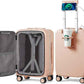 mixi Carry On Luggage with Cup Phone Holder and Charger Hard Shell Suitcases with Spinner Wheels,20 Inch Light Pink