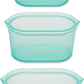 Zip Top Reusable Food Storage Bags | 3 Dish Set [Teal] | Silicone Meal Prep Container | Microwave, Dishwasher and Freezer Safe | Made in the USA