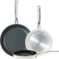 Nuwave 3-Piece 8”, 10”, 12” Forged Lightweight Frying Pan Set, G10 Healthy Duralon Blue Ceramic Ultra Non-Stick, Ergonomic Stay-Cool Handles, Induction-Ready & Works on All Cooktops