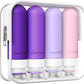 Quatish Travel Bottles for Toiletries, Original Patented Leak Proof Travel Size Toiletries, 3 oz Tsa Approved Silicone Shampoo and Conditioner Bottles, Travel Essentials, 4 Pack, Purple