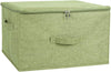 ANMINY Storage Bins with Zipper Lids 36 Qt Lidded Fabric Storage Boxes Baskets Cubes with Handles Collapsible Washable Cotton Linen Closet Shelf Clothes Organizer Containers - Green, Large