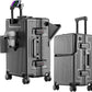 2-Piece Hardshell Zipperless Luggage Set, 20/26" Aluminum Frame Hardshell Spinner Luggage, Airline Approved Carry-On Luggage, TSA Lock, 360° Quiet Wheels With Cup Holder (grey)