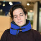 C CUSHION LAB Travel Pillow, Award-Winning Patented Ergonomic Design for Chin & Neck Support Memory Foam Neck Pillow, Compact Airplane Pillow for Traveling, Flight, Car (Cobalt Blue, Large)