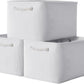 TheWarmHome Storage Basket for Shelves - 15.8x11.8x11.8 inch 3 Pack Fabric Storage Cubes, Collapsible Storage Bin for Organizing Organizer Closet Book Gift Dog(White)