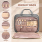 Toiletry Bag for Women with Jewelry Organizer Compartment, Jewelry Boxes for Gifts, Travel Makeup Cosmetic Bag with Hanging Hook for Full-sized Toiletries, Shampoo - Grey, Gifts for Women