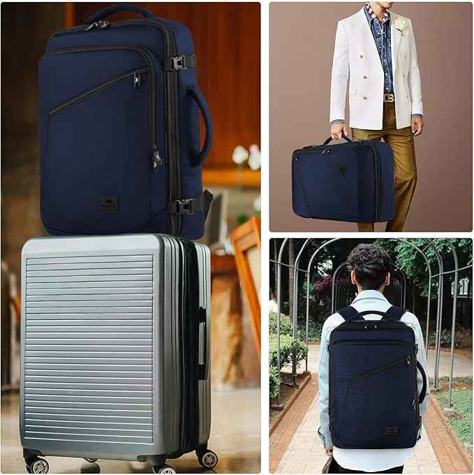 MATEIN Extra Large Mens Travel Backpack Carry on, Expandable Traveling Backpack for Men Airline Approved, Water Resistant Business Casual Daypack, Traveler Gift, Blue