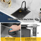 Small Black Kitchen Sink,15x20 Inch Stainless Steel Drop In Toprmount Kitchen&Bar Sink Ideal Choice For Small Space, Prep Area, RV With Bottom Grid,Soap Mat And Drain Assembly
