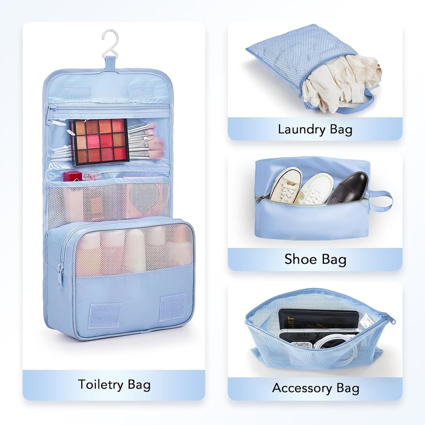10 Set Compression Packing Cubes for Travel Essentials,Compressible Expandable Packing Cubes for Suitcase,OlarHike Luggage Organizer Bags for Travel,Handy Helper for Organizing Clothes(Light Blue) - Roamly