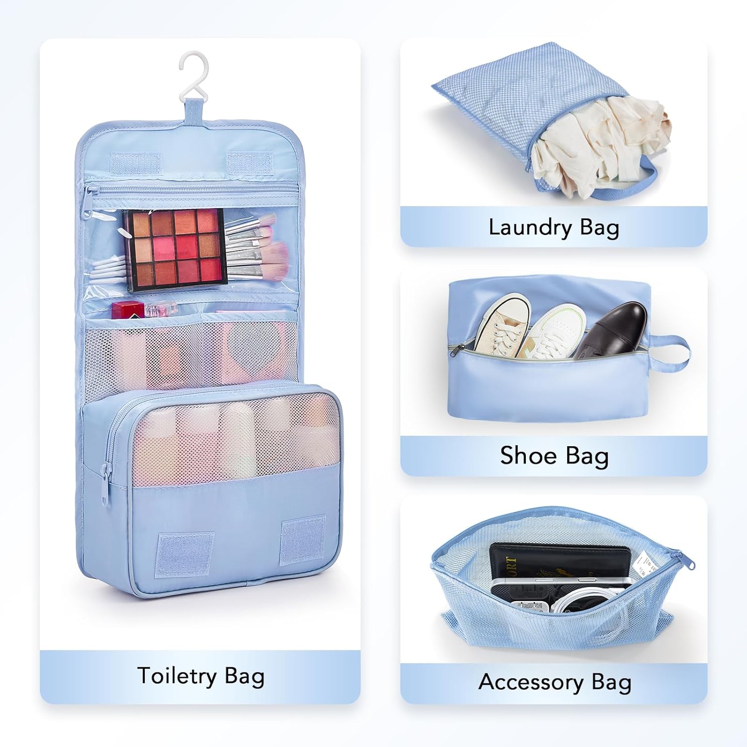 10 Set Compression Packing Cubes for Travel Essentials,Compressible Expandable Packing Cubes for Suitcase,OlarHike Luggage Organizer Bags for Travel,Handy Helper for Organizing Clothes(Light Blue) - Roamly