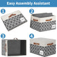 GhvyenntteS Extra Large Storage Bins with Lids, Foldable Fabric Storage Boxes with Lids and 3 Leather Handles, Storage Baskets with Label Window (6 Pack, Grey&Black, 15.75x11.8x10.2)