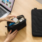 tomtoc Electronics Organizer Travel Case, Soft Puffy Organizer Bag Birthday Christmas Gifts Travel Essentials for Women Girls, Portable Accessory Tech Pouch Storage for Charger, Cord, Cable, Phone