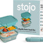 STOJO Collapsible Bento Box, Reusable, Leak-Proof, Microwave & Dishwasher Safe, Premium Lunch Container with Divider – Space-Saving, Transparent Design (Eucalyptus, 2.75-Cup/650mL)