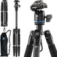SIRUI Carbon Fiber Travel Tripod - Lightweight 55.1" Compact Tripod with 360° Panorama Ball Head, Quick Release Plate (AM-025K+KS-5)
