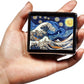 Silver Vintage Pill Box 7 Day Metal Pill Box with Mirror and 8 Compartments Cute Travel Pill Organizer for Purse (The Great Starry Wave)