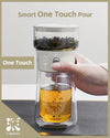 ZENS Cool Glass Teapot with Infuser, Smart One Touch Tea Maker for Loose Tea Diffusers with Insulated Mug and Portable Tea Kits, Enchanted Teapot Alternatives for Tea Lover Gifts