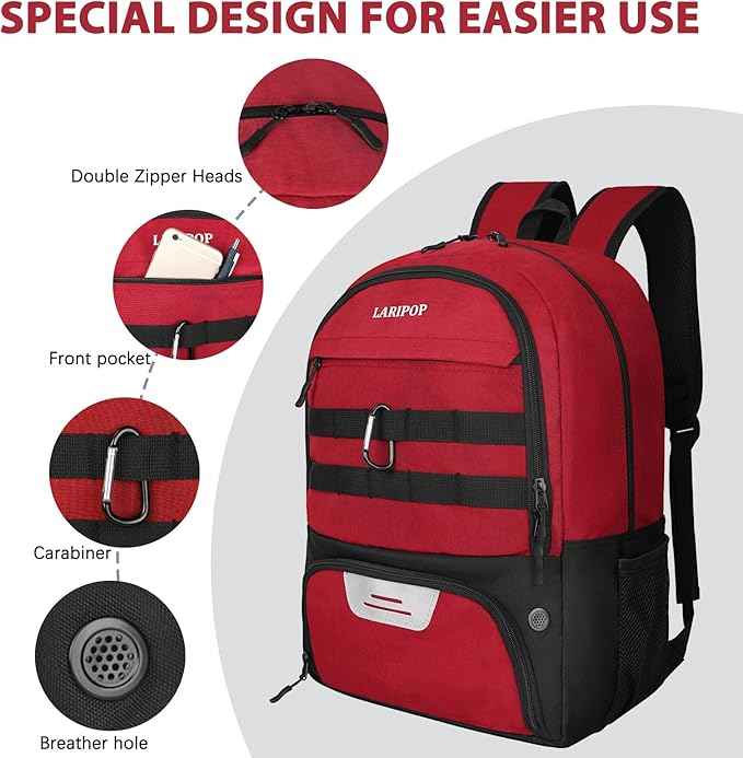 LARIPOP Soccer Backpack Soccer Bag with Ball Holder & Shoe Compartment Youth Sports Equipment Training Bag