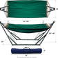 Tranquillo Sturdy Steel Hammock Stand with Premium Cotton Canvas, 600 lbs Capacity Folding, Portable Hammock Stand 30-Second Fold Unfold Spacious Design, (Canvas - Emerald Green)