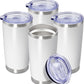 20 oz Tumbler Coffee Tavel Tumblers Bulk with Lid Stainless Steel Double Wall Vacuum Insulated Mug Powder Coated Cups fit Car Cupholder for Hot and Cold - White, 4Pack