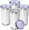 20 oz Tumbler Coffee Tavel Tumblers Bulk with Lid Stainless Steel Double Wall Vacuum Insulated Mug Powder Coated Cups fit Car Cupholder for Hot and Cold - White, 4Pack