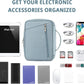 mygreen Electronics Travel Organizer, Watreproof Electronic Accessories Case Portable Double Layer Cable Storage Bag for Cord, Charger, Flash Drive, Phone, Ipad Mini, SD Card, Gifts for Him Blue