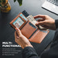 VULKIT Pop up Card Wallet Minimalist Cash Wallets RFID Blocking Leather Smart Credit Card Holder with ID window for Men(Brown)