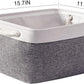 TheWarmHome Storage Basket for Organizing - 15.7x11.8x8.2 inch Large 3 Pack Collapsible Storage Bins for Shelves, Fabric Storage Cubes for Gift Closet Linen Organization (White & Grey)