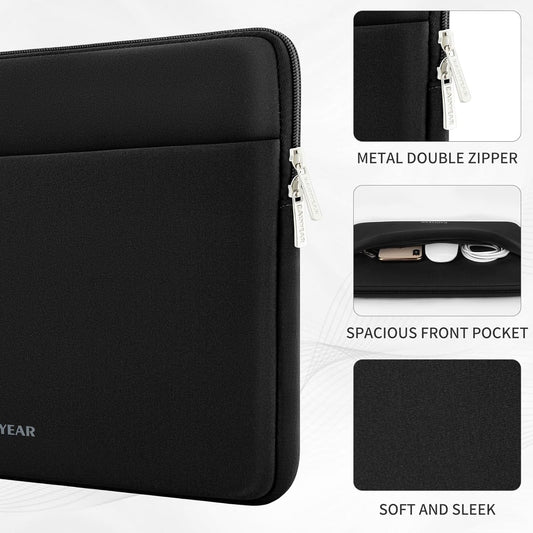RAINYEAR Laptop Sleeve Case 11-13 Inch, Protective Portable Case with Front Pocket, Briefcase Computer Cover Laptop Bag Compatible with MacBook Air/Pro, HP, Dell, Lenovo, Acer, Black