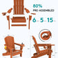 SERWALL Adirondack Chair with Cup Holders - Composite Adirondack Chairs Set of 2 HDPE Outdoor Chairs All Weather Use- Orange