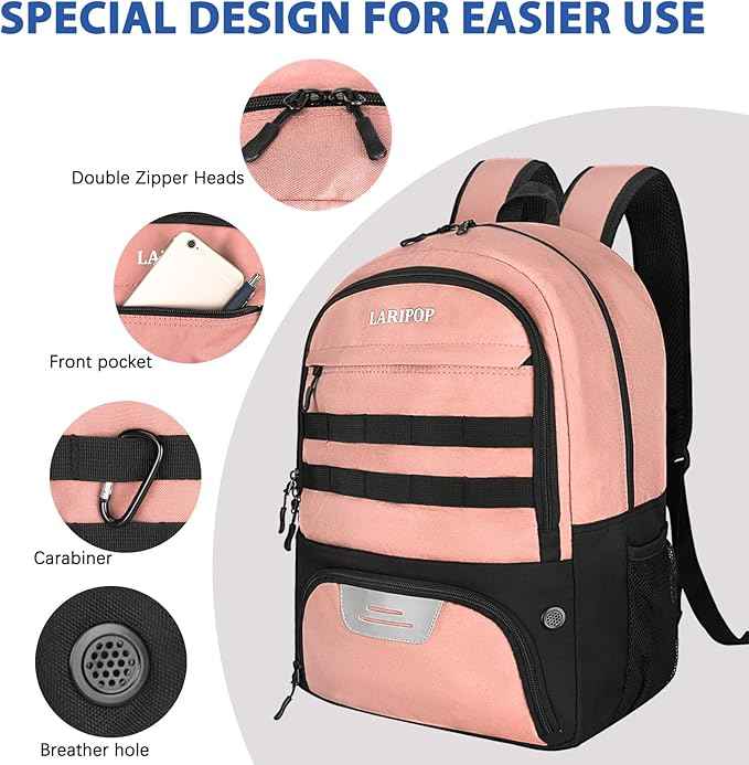 LARIPOP Soccer Backpack Soccer Bag with Ball Holder & Shoe Compartment Youth Sports Equipment Training Bag