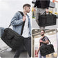 ZOMFELT Travel Duffle Bag for Men, Waterproof Canvas Overnight Duffel Bag with Removable Dividers & Shoe Compartment, Carry On Weekender Gym bag, Multi-Pocket & Vintage Design (Washed Black) - Roamly