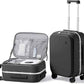 mixi 20 Inch Carry On Luggage 22x14x9 Airline Approved PC Hard Shell Suitcase Top Opening Aluminum Frame Travel Suitcases with Wheels, Blcak