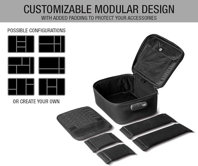 HELMET HEAD Smell Proof Bag and Stash Box, XL Smell Proof Box with Combo Lock for Your Mylar Bags and Smell Proof Containers. Includes 2 Smell Proof Bags and Metal Tray (Black)