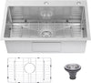 Drop In Kitchen Sink 33x22", 9" Basin Depth, 18 Gauge Stainless Steel Sink, 3D Embossed Surface Finish Top Mount with Accessories