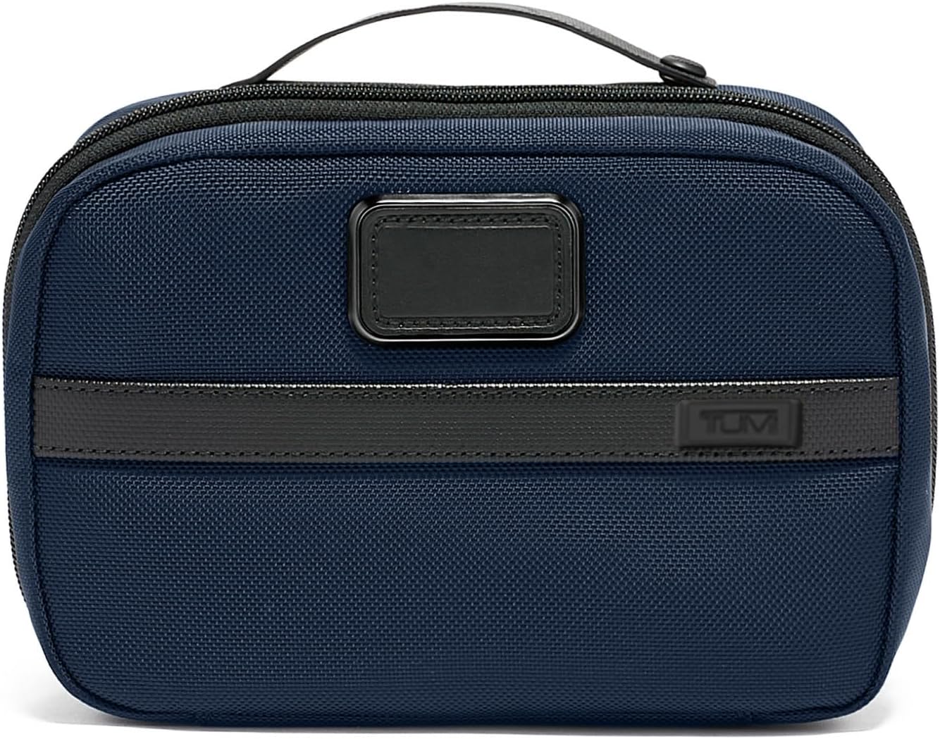 TUMI - Alpha Split Travel Kit - Compact Toiletry Bag for Men & Women - Features Removable Leather Handle & 3 Zip Pockets - Navy - Roamly