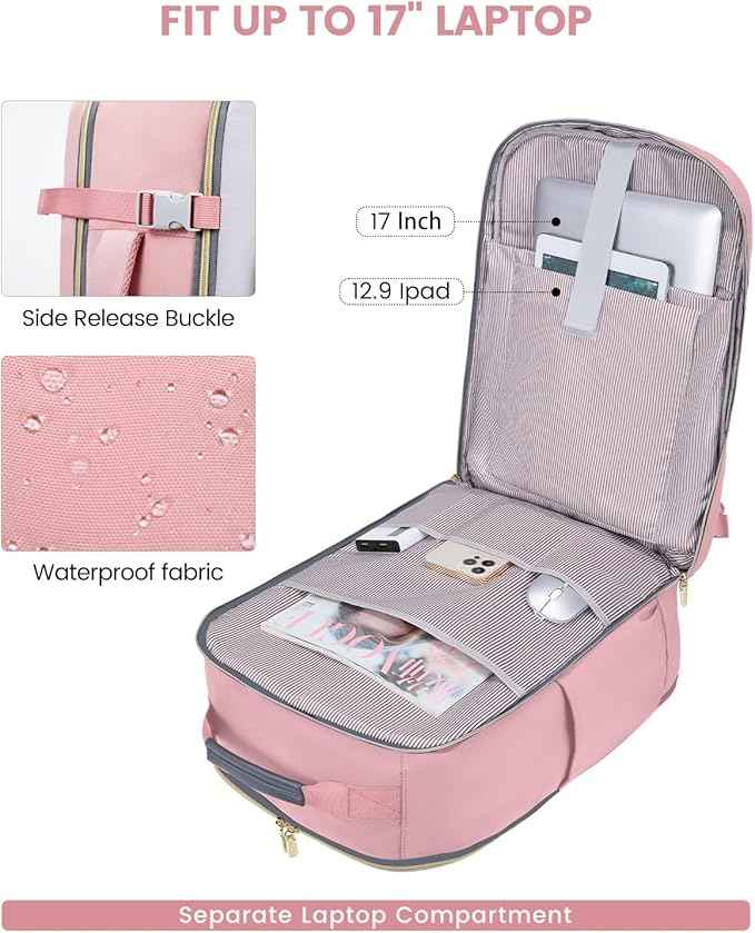 LOVEVOOK 40L Travel Backpack for Women & Men, Airline Approved Carry On Luggage with 3 Packing Cubes, TSA Overnight Bags, Waterproof Personal Item Bag, Weekender Essentials Backpacks fits 17" Laptop