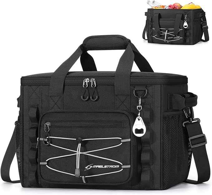 Maelstrom Soft Sided Cooler Bag, 30/40 Can Collapsible Insulated Ice Chest, Large Leakproof Portable Storage for Camping, Travel, Kayaking & Beach