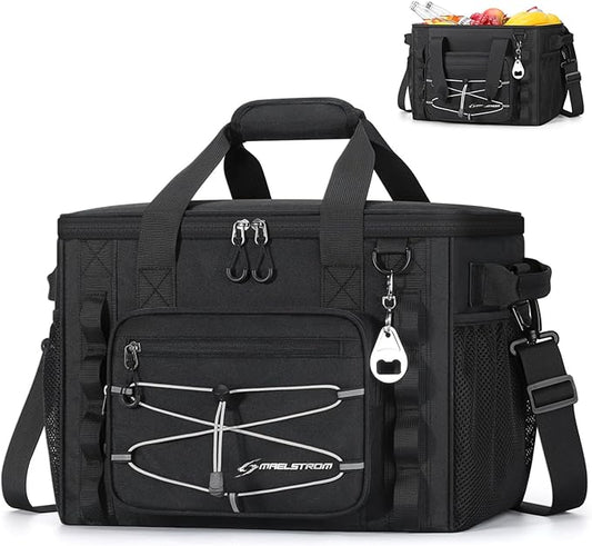Maelstrom Soft Sided Cooler Bag, 30/40 Can Collapsible Insulated Ice Chest, Large Leakproof Portable Storage for Camping, Travel, Kayaking & Beach