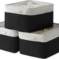 TheWarmHome Organization and Storage Basket for Organizing - Jumbo 3 Pack 17.7x13.8x9.7 inch Fabric Storage Cubes for Closet Gifts Organizer Empty Book (White & Black)